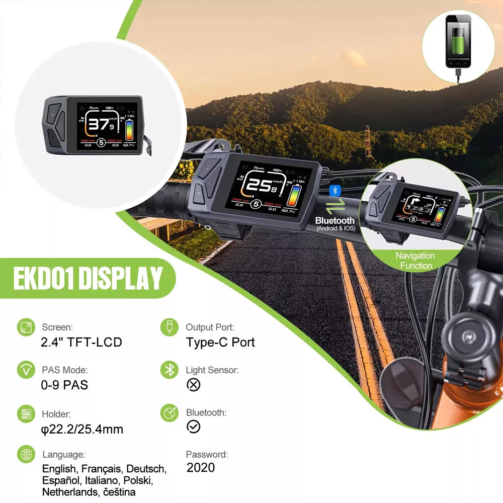 EKD01 Display CAN Protocol Bluetooth For Bafang Mid Motor BBS01 BBS02 BBS-HD