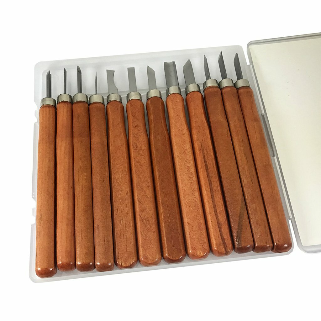 Premium 12-Piece Wood Carving Tools Kit, High-Carbon Steel, Ergonomic Handles