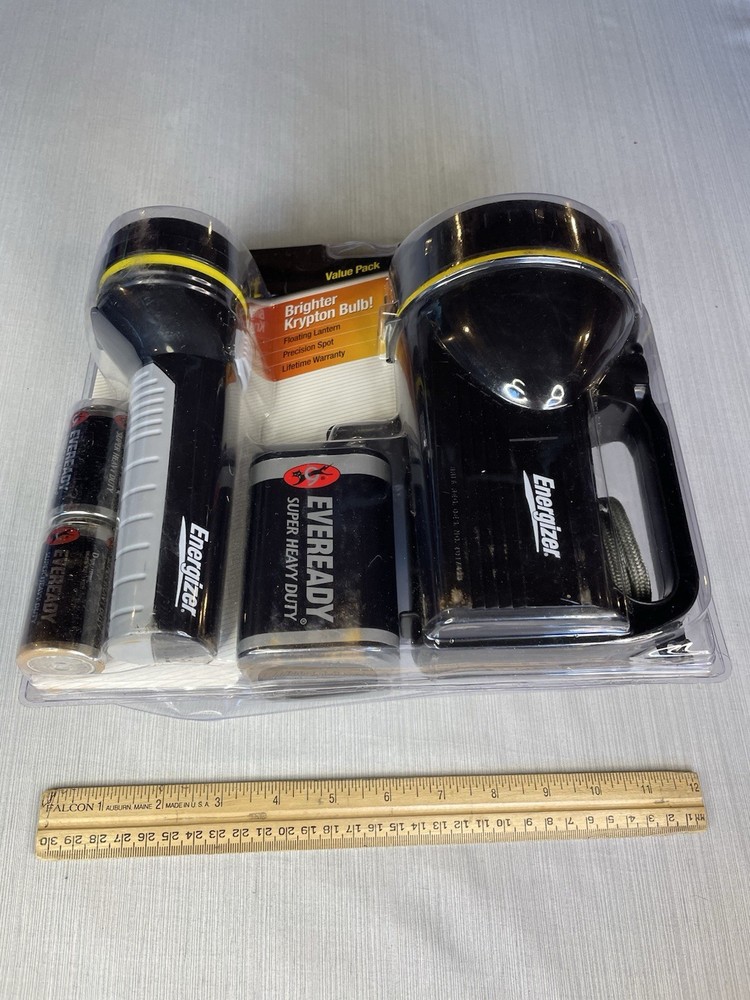 New Energizer 2 Pack 6V & D Battery Work Light/Lantern Combo Krypton Bulb **NEW*
