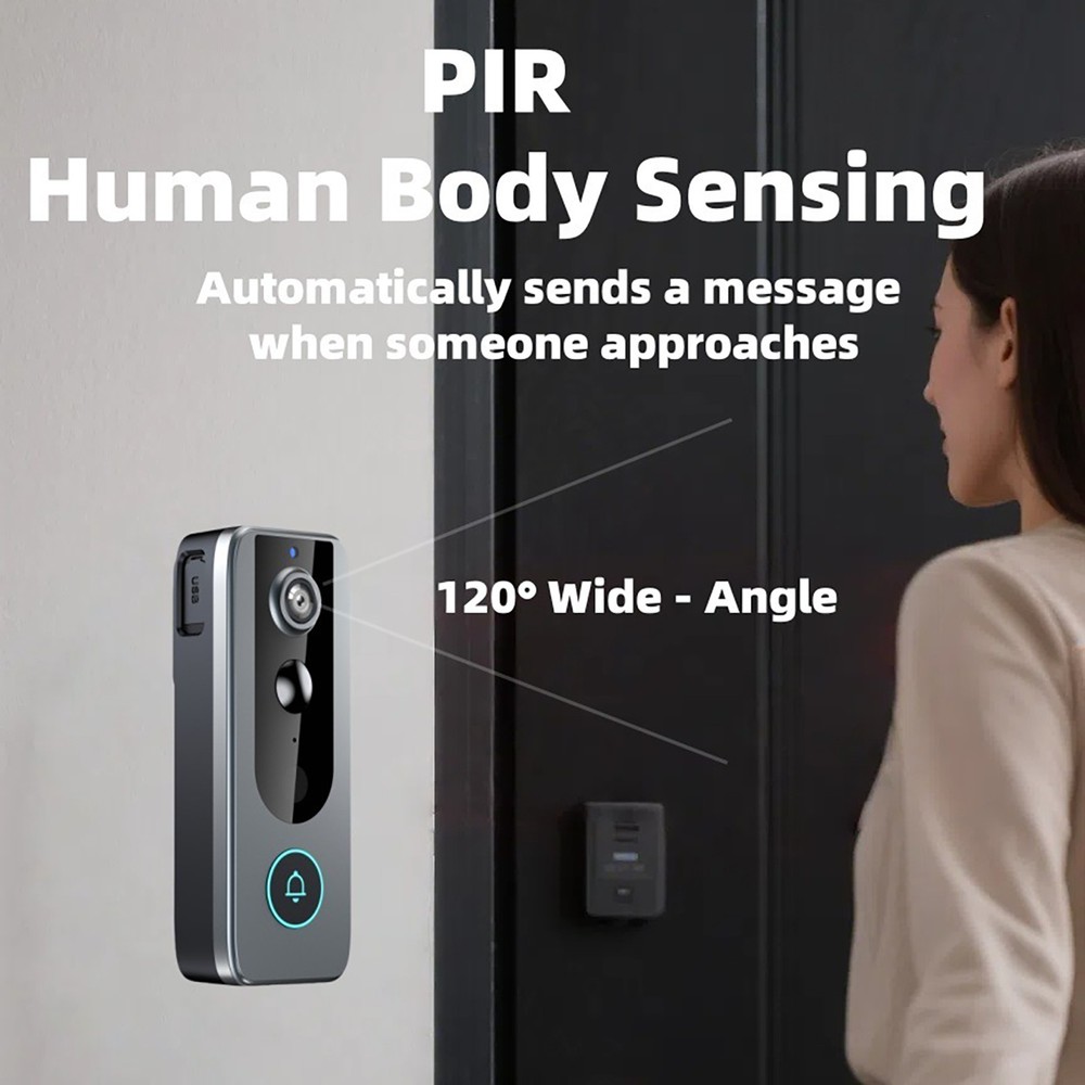 Smart Wireless Solar Video Doorbell WiFi Phone Intercom Camera Door Ring Bell