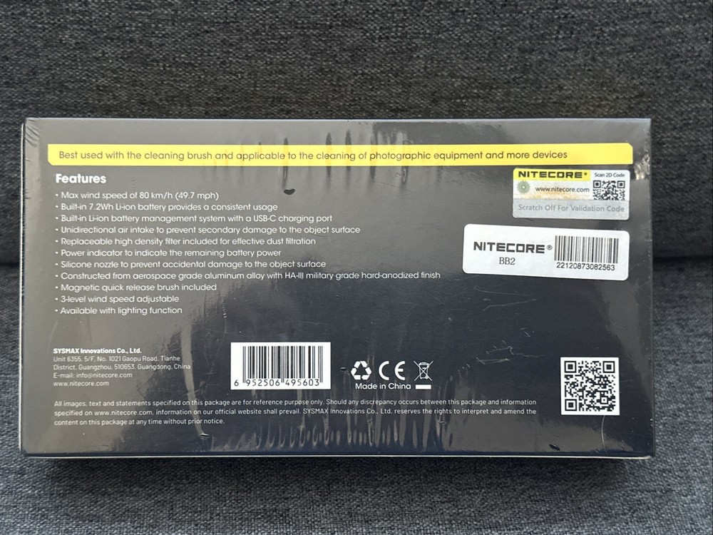 Nitecore BB21 Rechargeable Air Duster for Cameras and Electronics