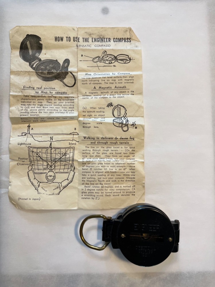 Vintage Engineer Directional Lensatic Compass 12 BX