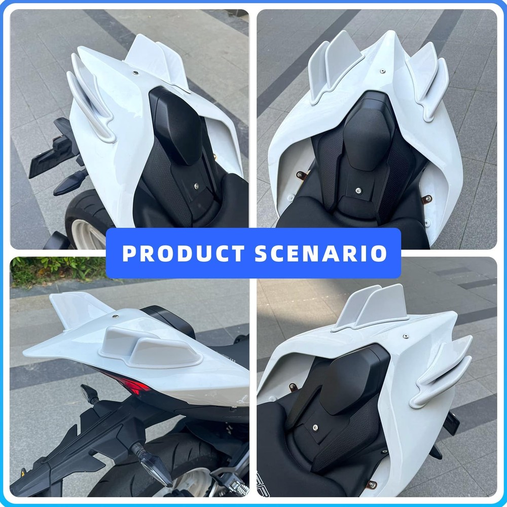 Vivid Black Motorcycle Rear Tail Fairing Wing Decos Spoiler Wings
