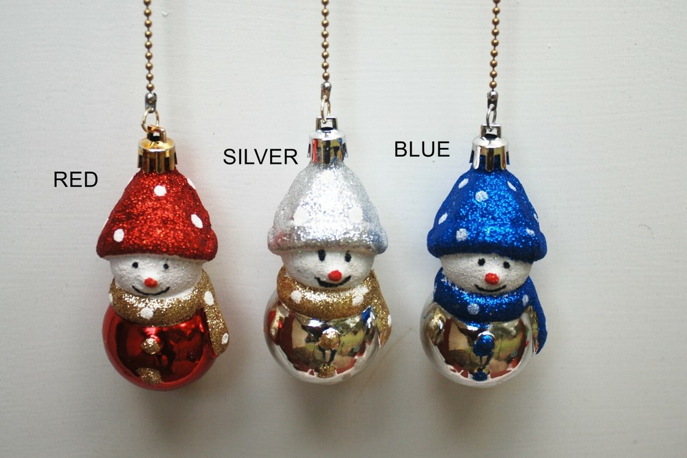 Snowman Ceiling fan chain pulls Red, Silver or Blue