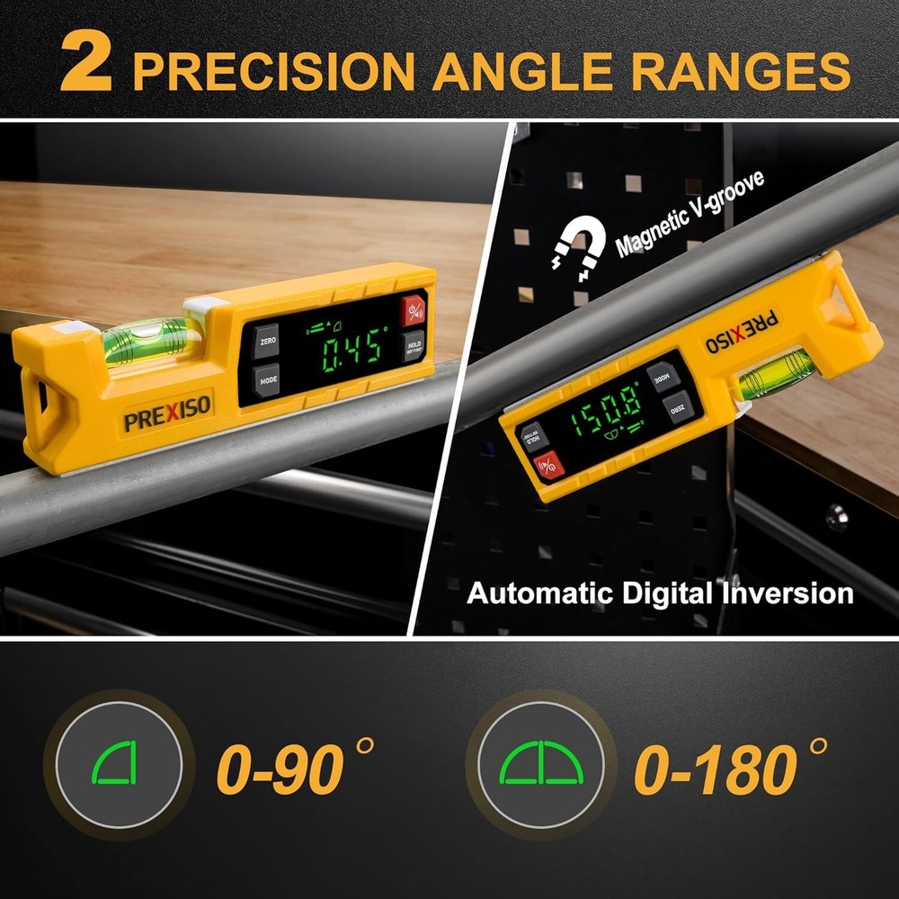 PREXISO Digital Level & Digital Protractor 7''Angle Finder 0-90° & 0-180° Range
