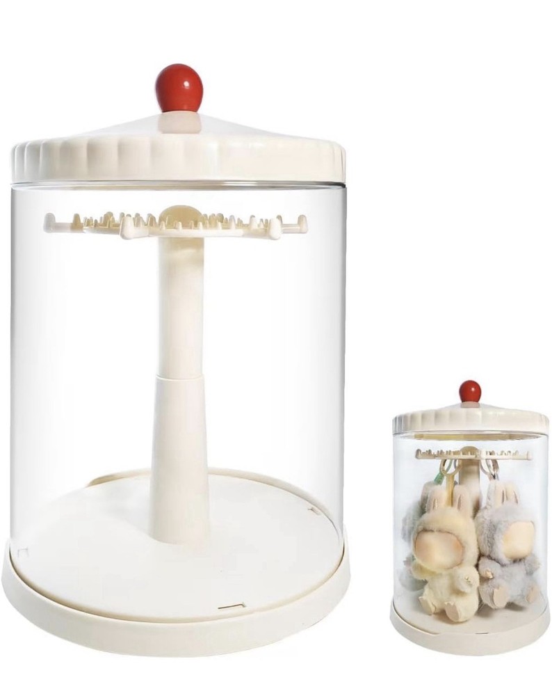 360° Rotating Display Case for 6" Doll Keychains – Stackable Clear Dustproof