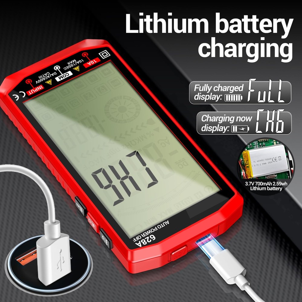 Multimeter,Digital Voltmeter Tester,TRMS 6000 Counts Rechargeable Meter Measu...