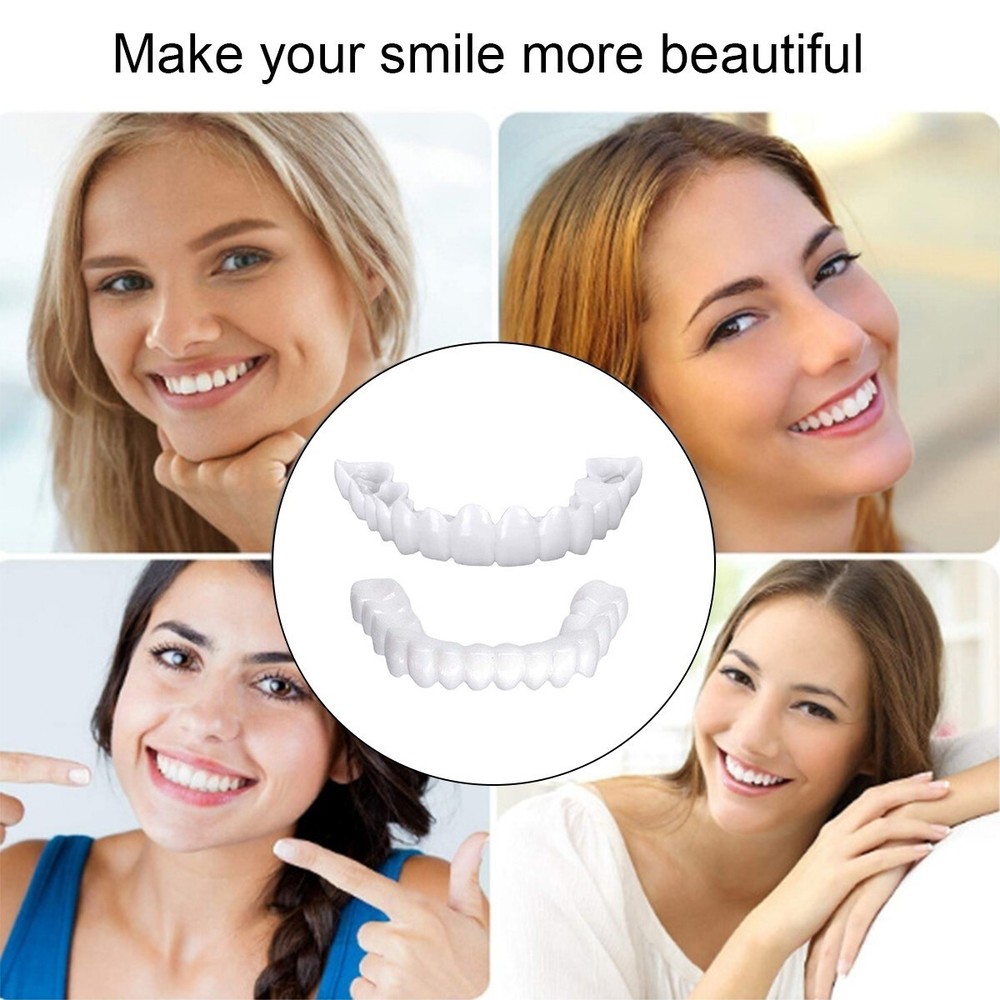 No Adhesive False Teeth - Snap On Upper Lower Veneers Kit fhy