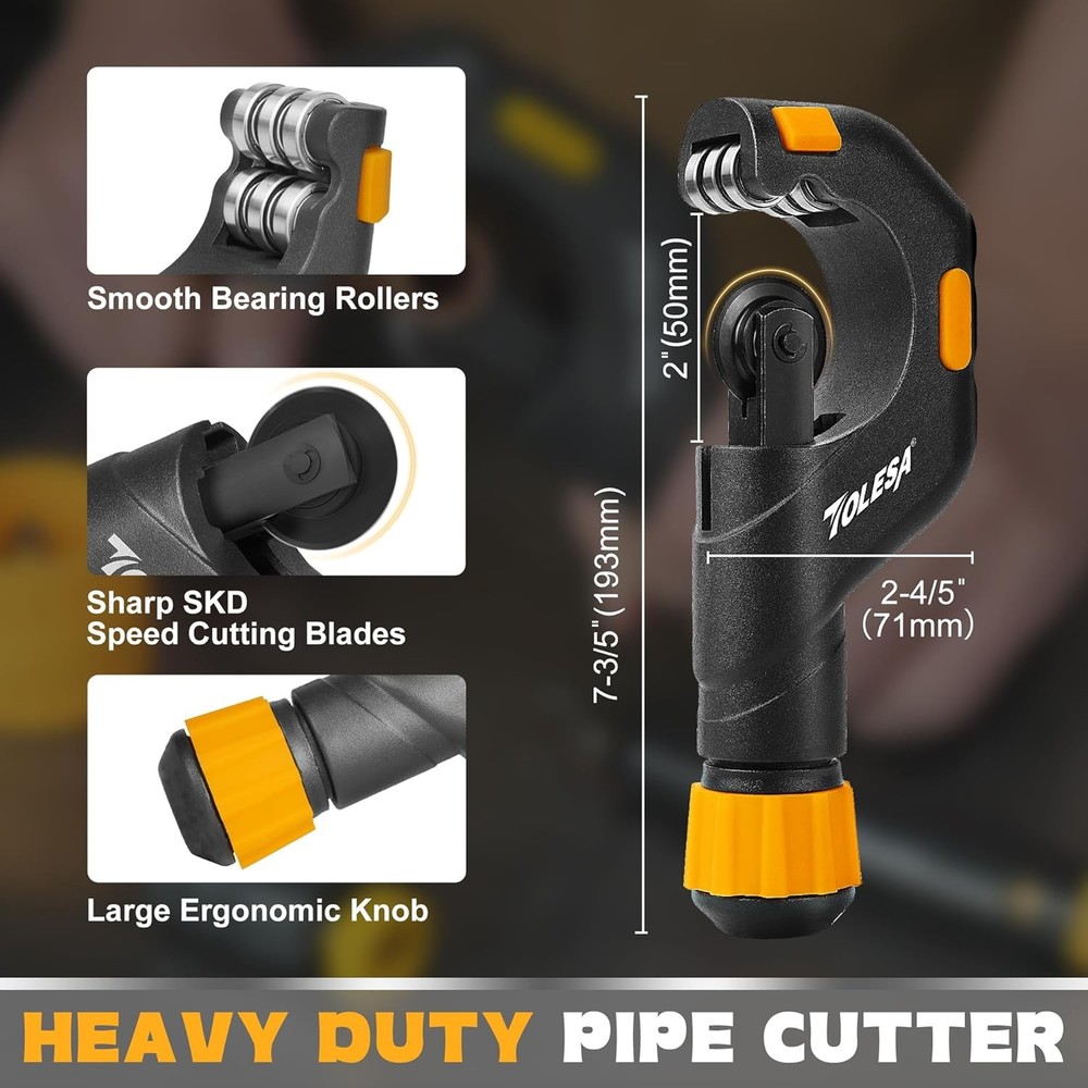 Pipe Cutter Tool 1/8”-2” Heavy Duty Mini w/ Deburring Reamer