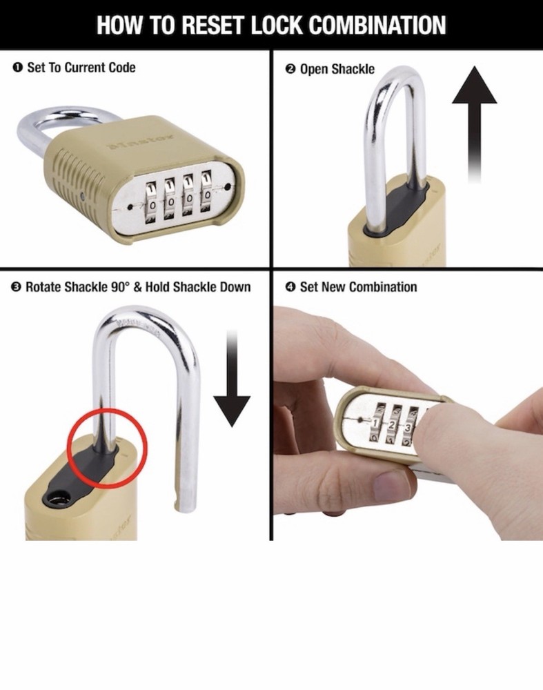4x MASTER LOCK 175D RESETTABLE COMBINATION PADLOCKS Pre Owned (LS5)