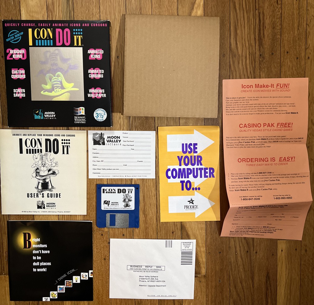 VTG 1992 Moon Valley ICON DO IT Big Box PC 3.5” Cursor COMPUTER DESIGN
