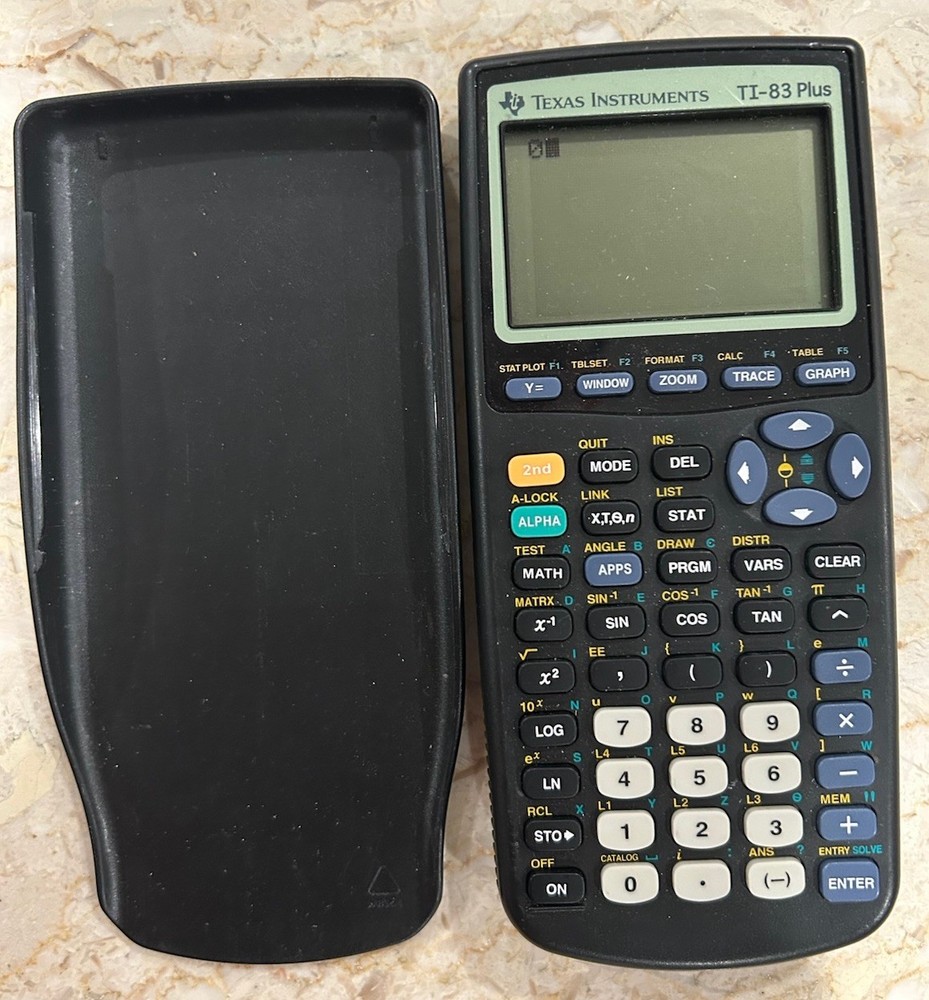 Texas Instruments TI-83 Plus Graphing Calculator With Cover - Tested & Working