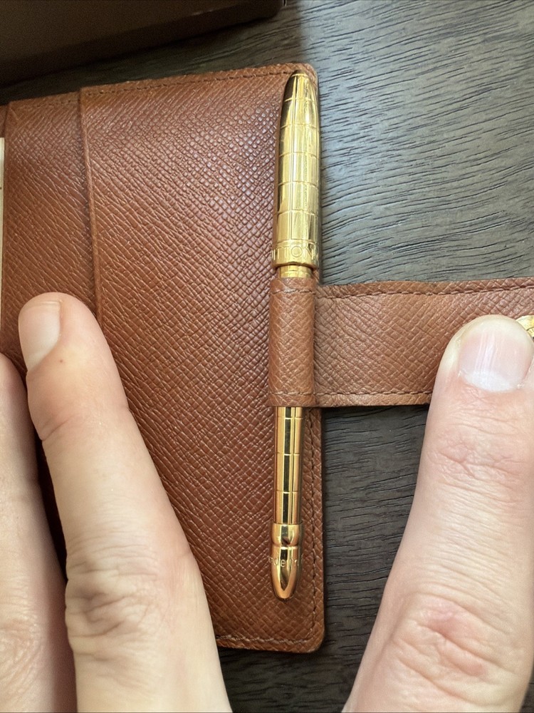 Authentic Louis Vuitton Monogram Agenda Notebook Monogram & LV Pen MINT