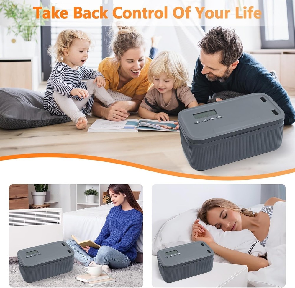 Timed Lock Box for Phone & Snacks | 2-in-1 Smart Lock with Digital Timer & Quick