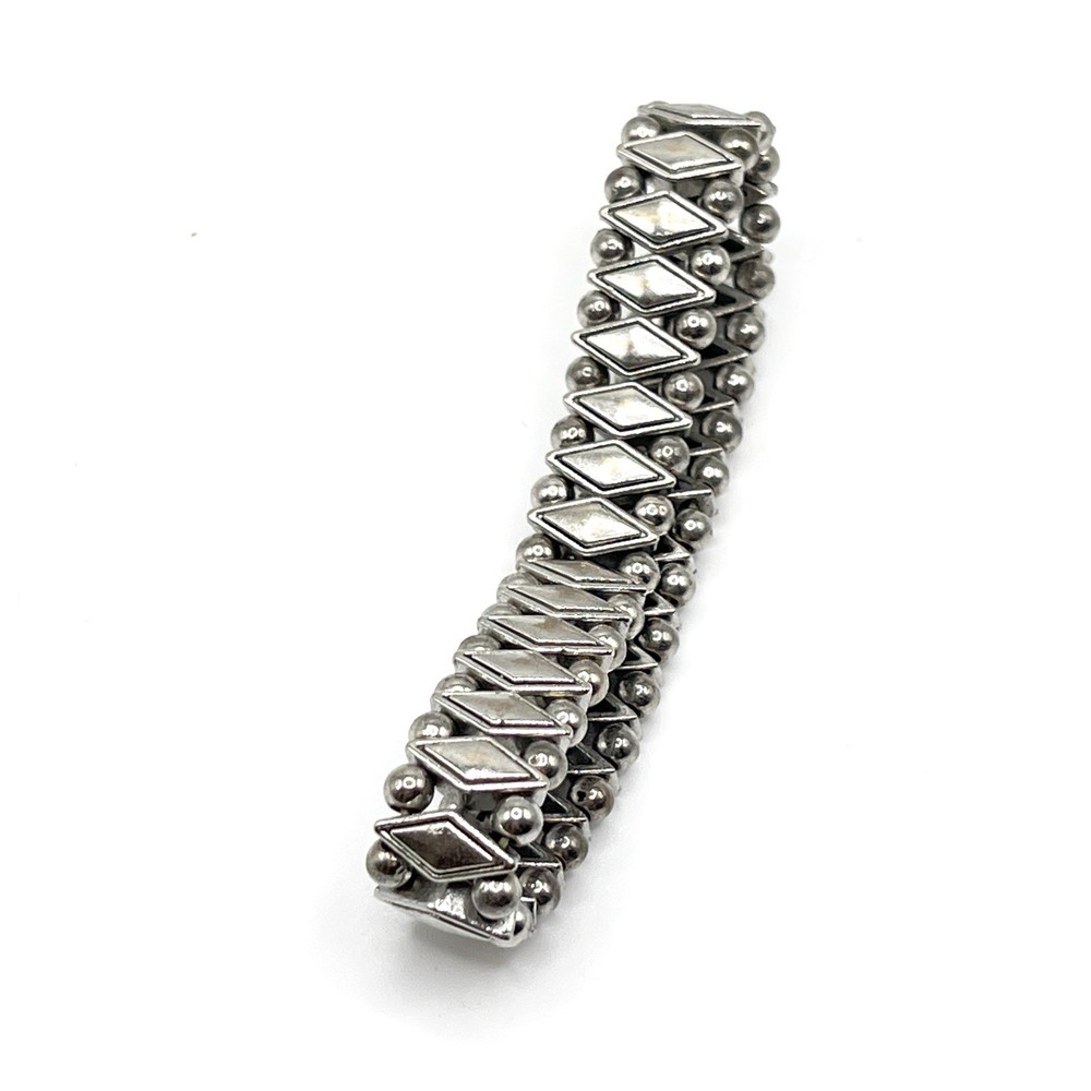 Silver Tone Crown Diamond Shape Circle Design Stretch Bracelet