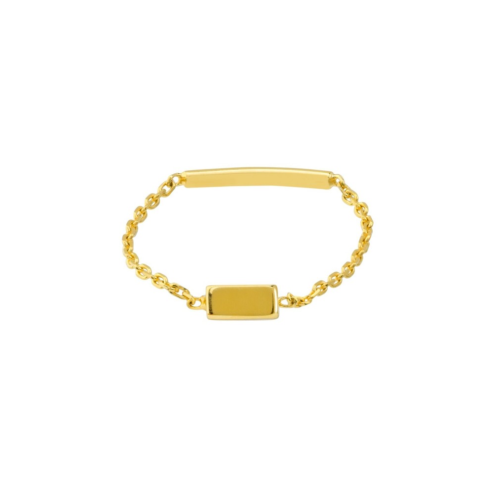 Bar Chain Ring with Sizing Bar Real Solid 14K Yellow Gold