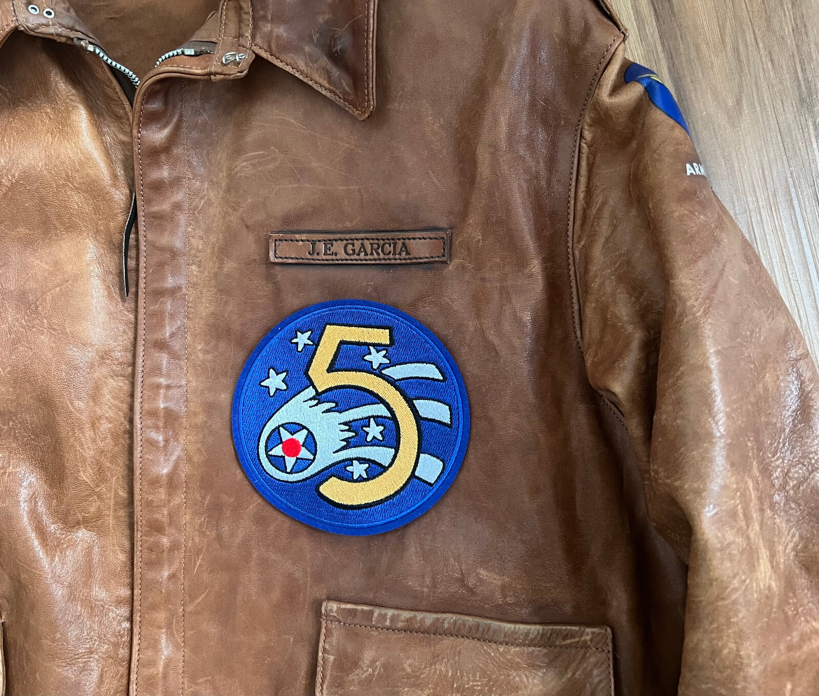 5TH ARMY AIR FORCES A-2 JACKET BREAST PATCH 5 INCH