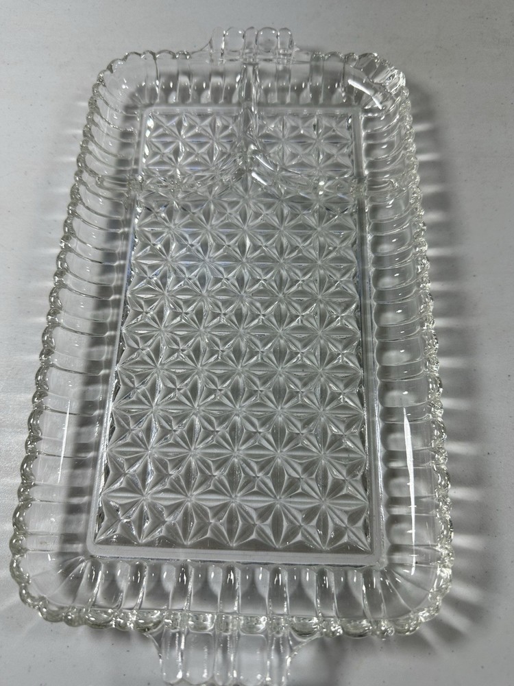 3pc Glass Appetizer Serving Plate 3 Compartment Edge Kitchen Serving Platters