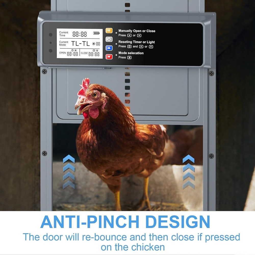 Efficient Remote-Controlled Chicken Coop Door - Solar Powered with LCD Display