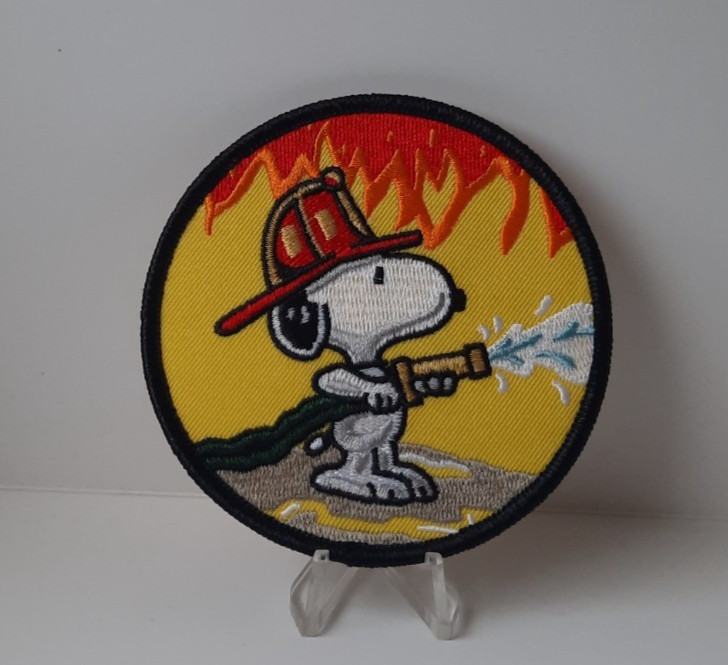 Snoopy Fireman Fire Department Coat Patch 3" Iron-On