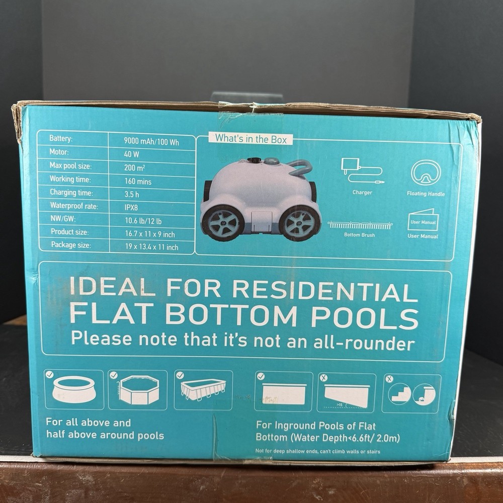 Cordless Robotic Pool Cleaner,Automatic Pool Vacuum Robot for In-Ground/Above Gr