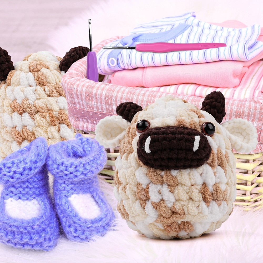 Beginner MooMoo Crochet Kit Complete Cow Amigurumi Starter Set w Video Tutorials