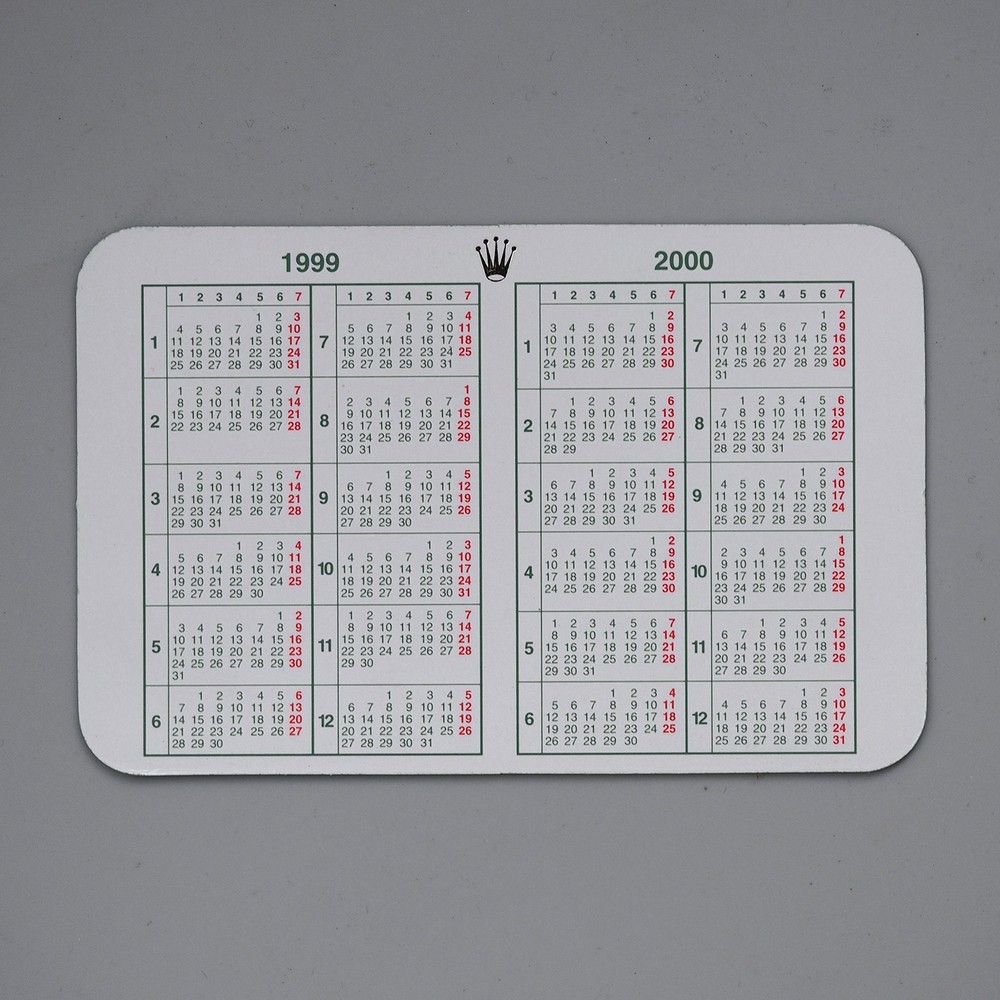 Rolex 1999 - 2000 calendar card
