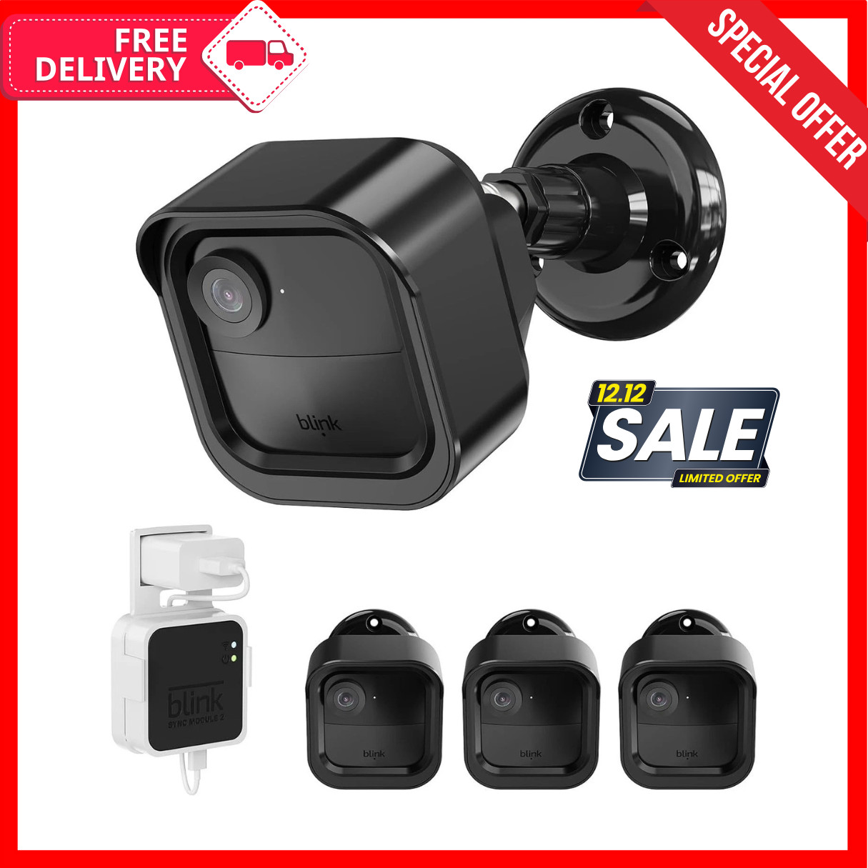 3 Pack All New Blink Outdoor & Indoor Wireless Home Security Camera System Mount