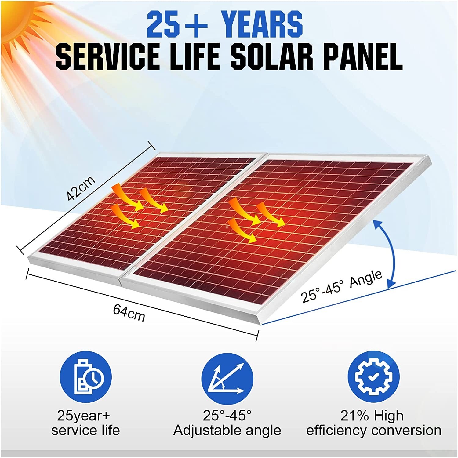 25W Solar Powered Attic Ventilator Gable Roof Vent Fan with 30W Foldable Solar