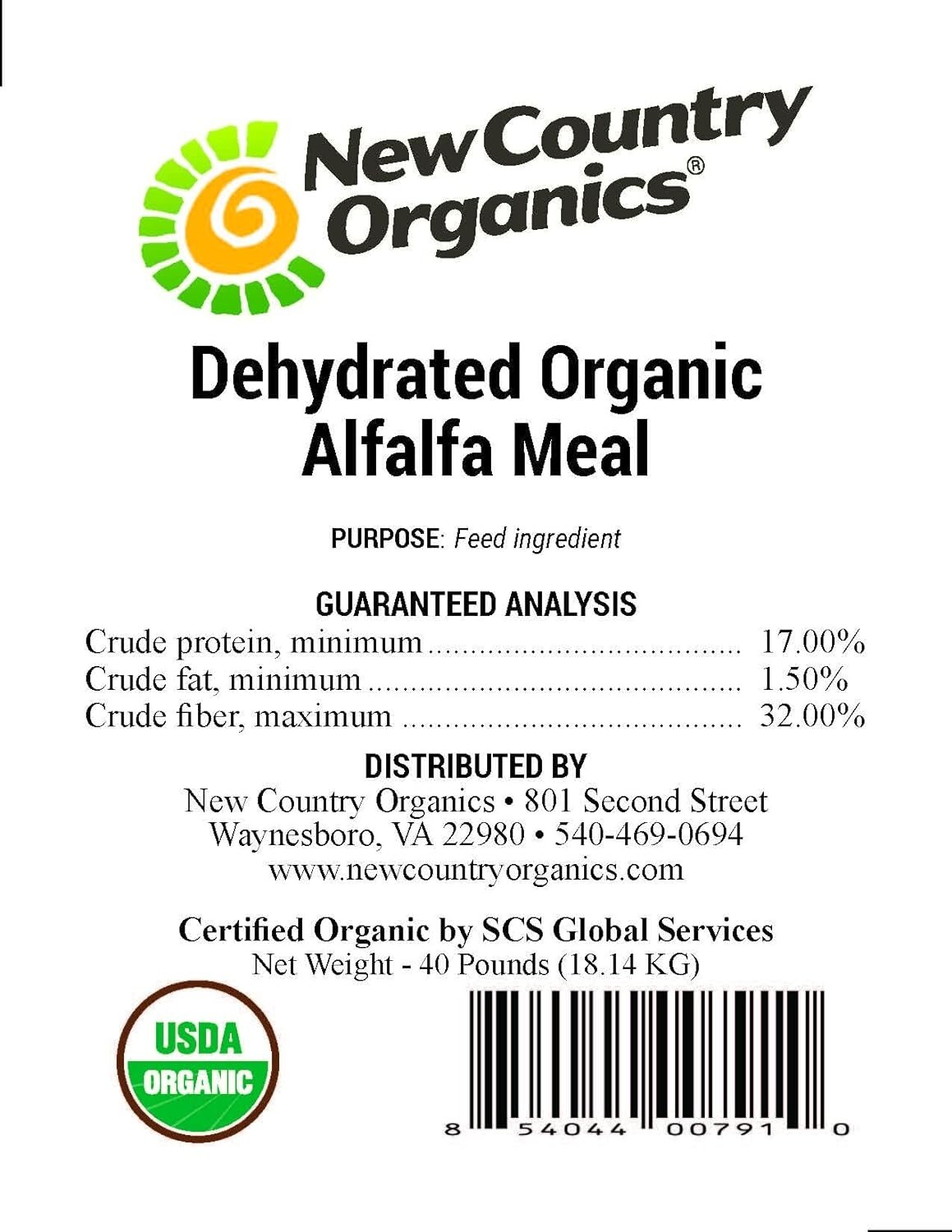 New Country Organics | Organic Alfalfa Meal 50lb
