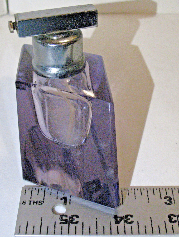 Ant Cut Crystal Amethyst Glass Perfume Atomizer Bottle Empty Read