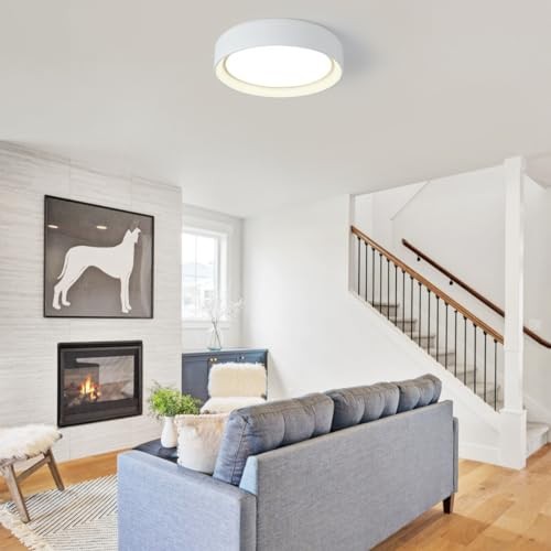 Dimmable Led Flush Mount Ceiling Light,15.75 Dimmable 15.75 Inch White
