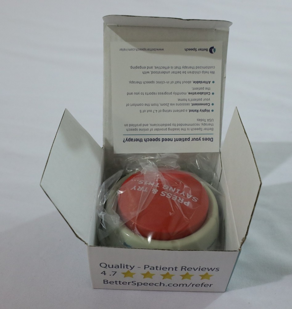 Better Speech Screening Device Button CD4 Red Open Box