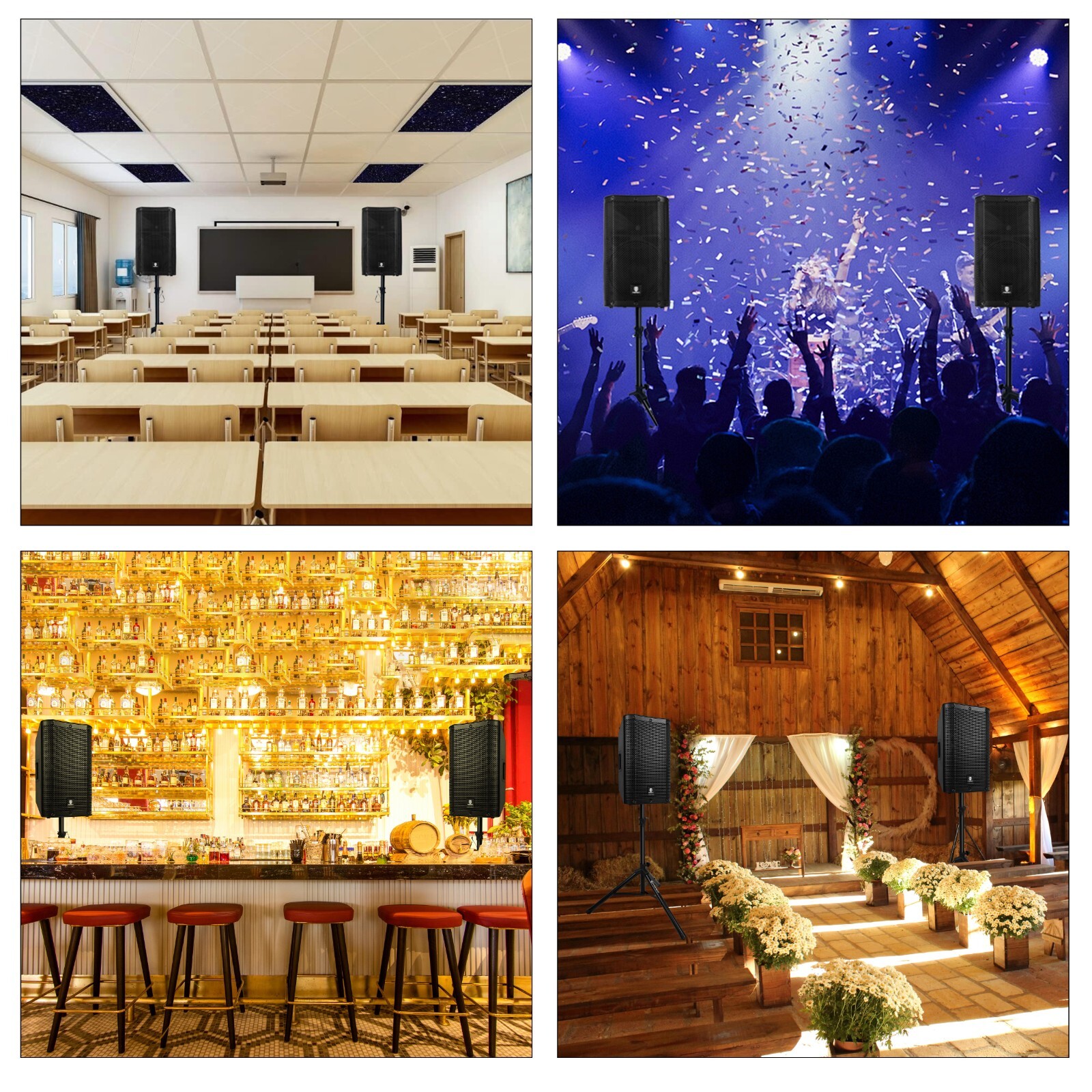 PRORECK PA Speaker System, 4-Channel Powered Mixer, 2*10'' Passive Speaker 1800W