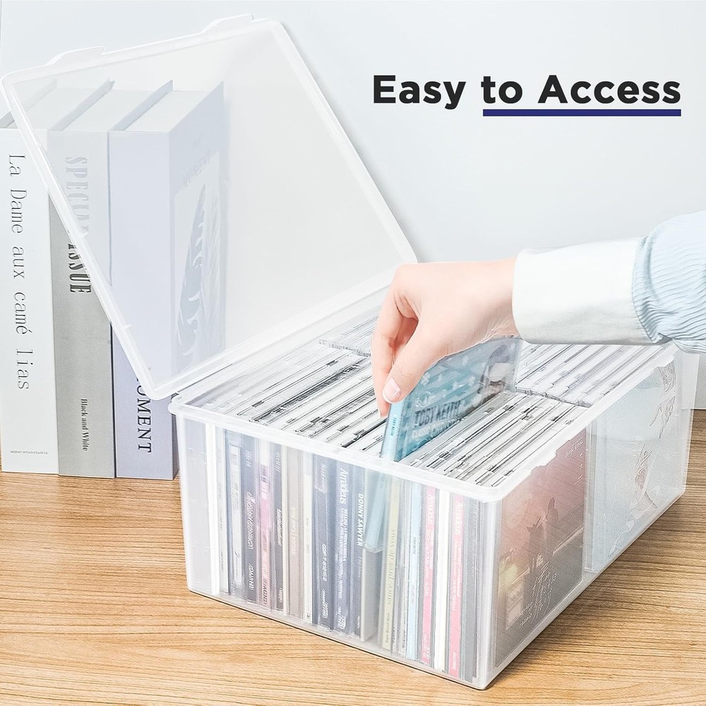 Plastic CD Storage Box Store 40 CDs Clear DVD Storage Case