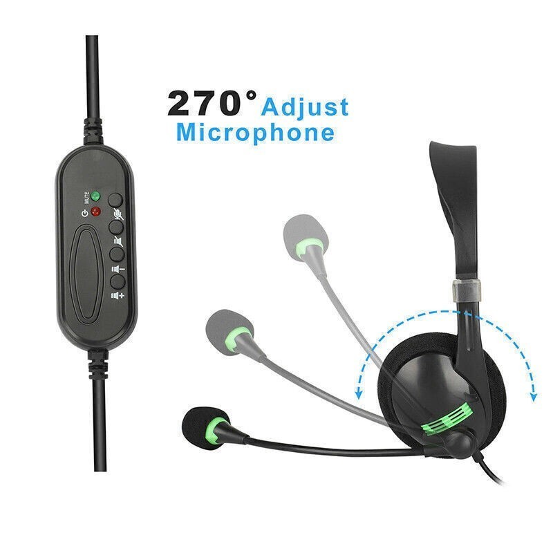 USB Wired Headset Computer Headphone with Microphone Noise Cancelling For Laptop