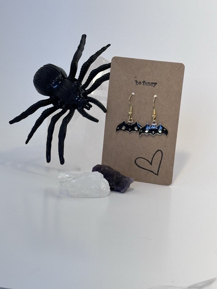 Handmade Halloween Bat Earrings Dangle