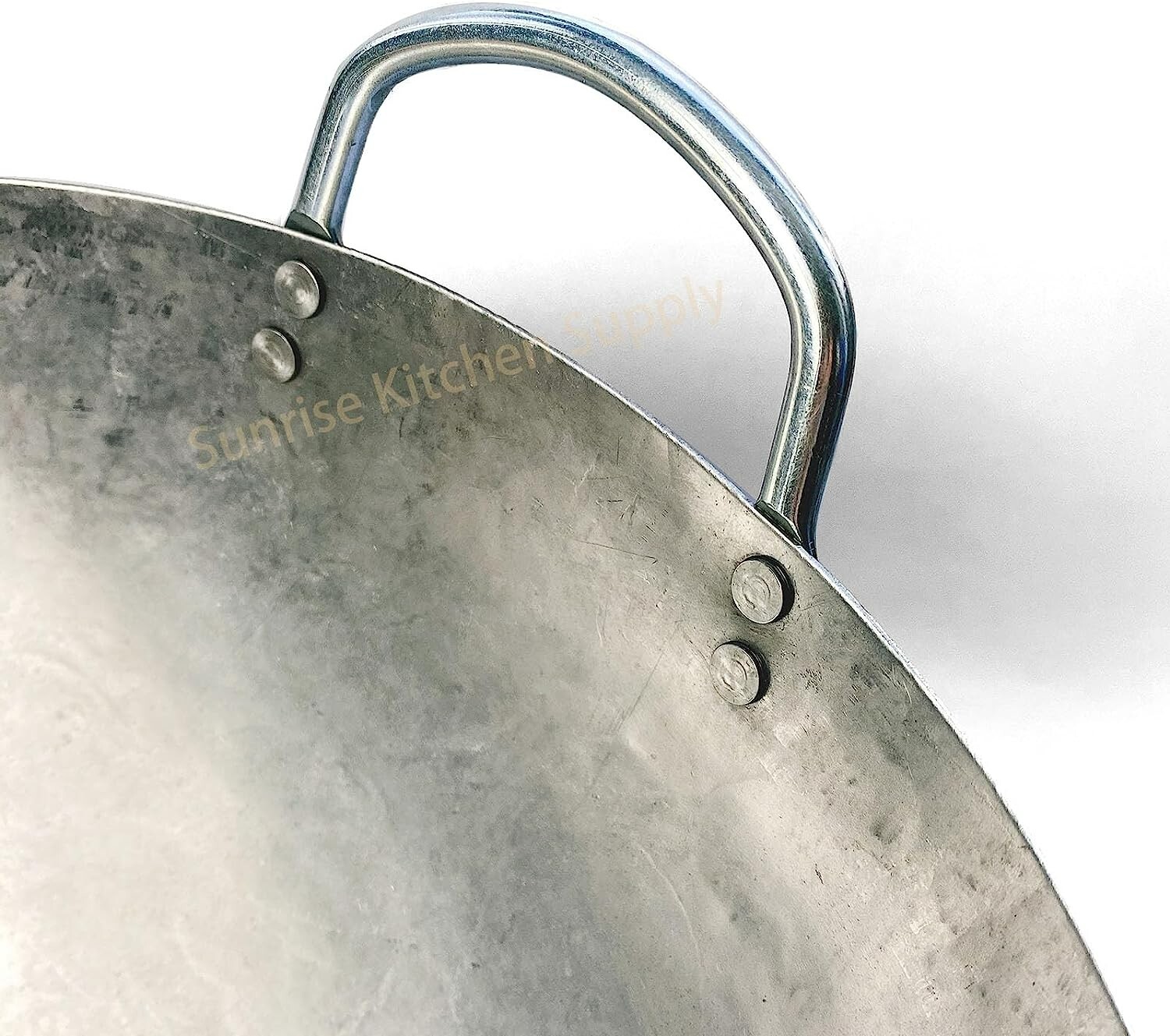 1.8 mm Thickness Heavy Duty Hand Hammered Carbon Steel Wok 14 inch, Round Bottom