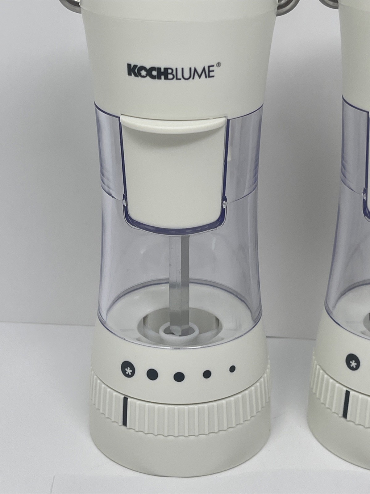Kochblume Salt/Pepper/Spice Ratchet Grinders Adjustable, White, Set Of 2