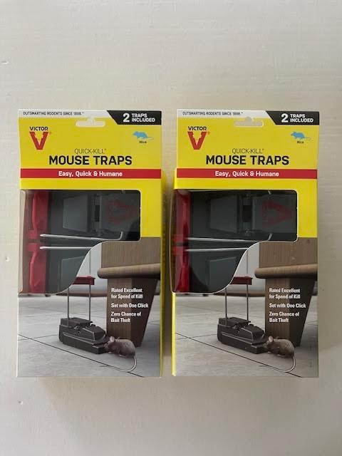 4 Victor Quick-Kill Mouse Trap Easy,  Quick & Humane total 2x4 traps
