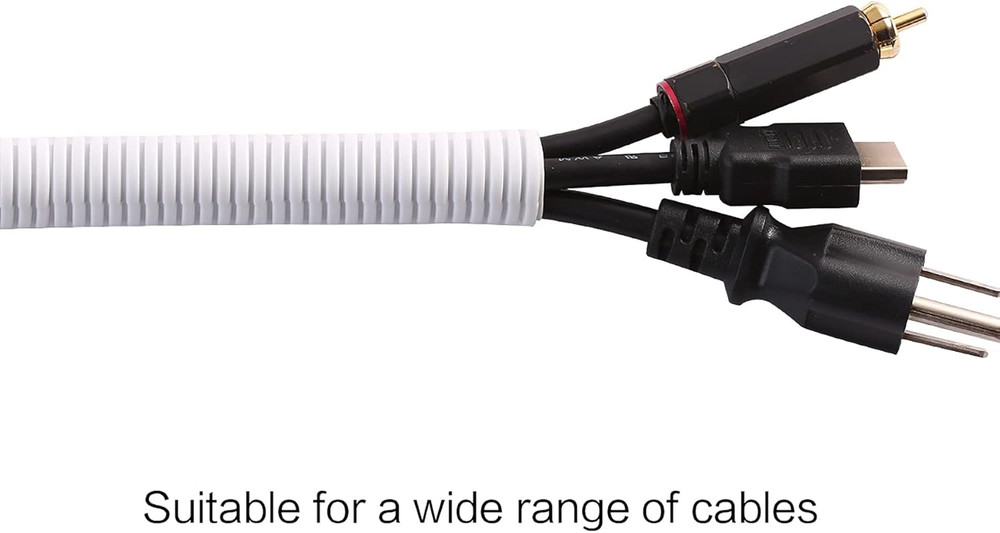 10Ft - 1/2 Inch Split Wire Loom Tubing - White