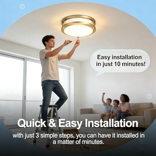 Dimmable LED Ceiling Light Fixture, Flush Mount Ceiling 32W Brush Nickel