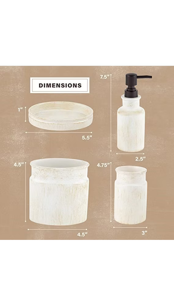 Creative Scents Rustic Luxe 4 Piece Bathroom Accessories Set