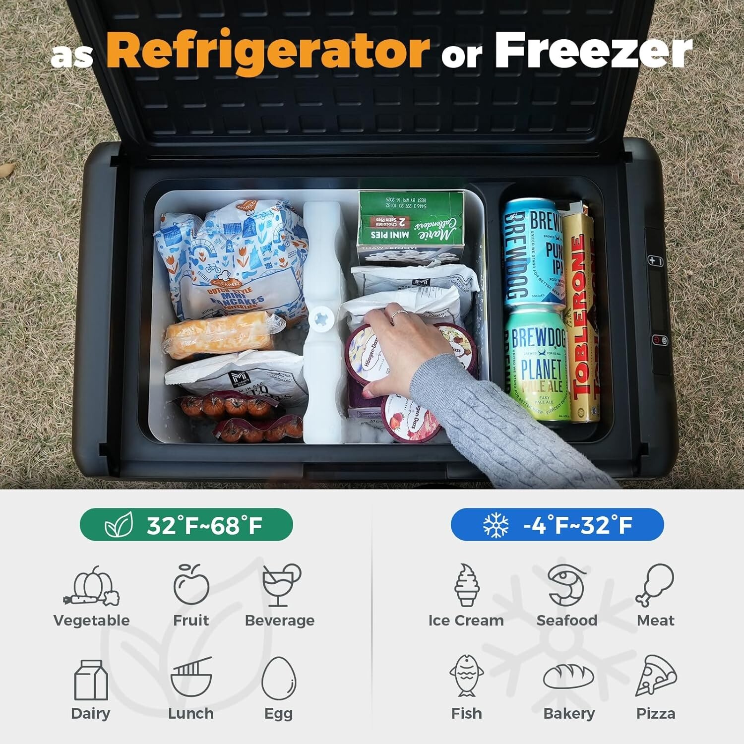 Setpower RF20 12V Portable Refrigerator with PG216WH Battery Pack for camping