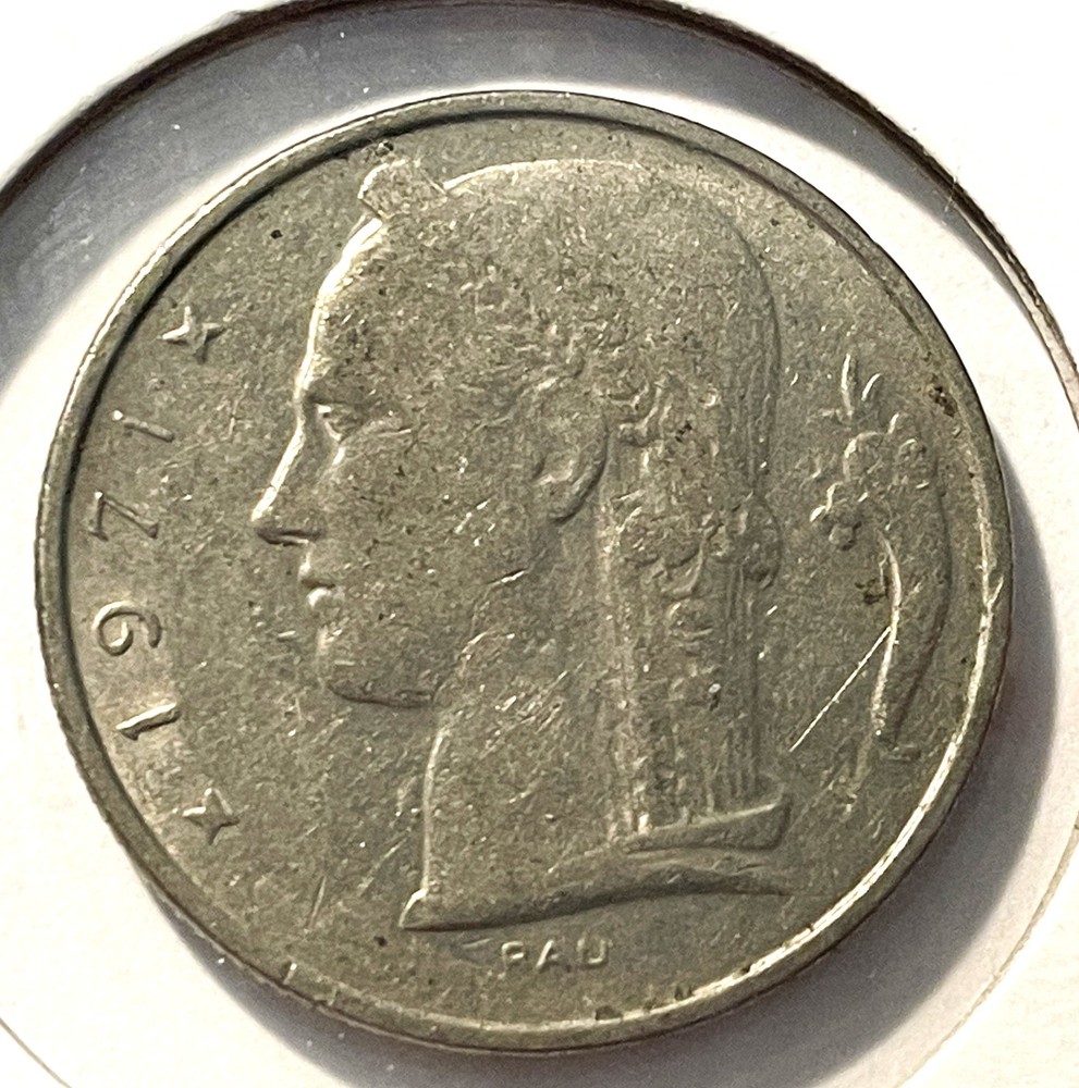 BELGIUM 🇧🇪 FIVE (5) FRANCS COIN 1971