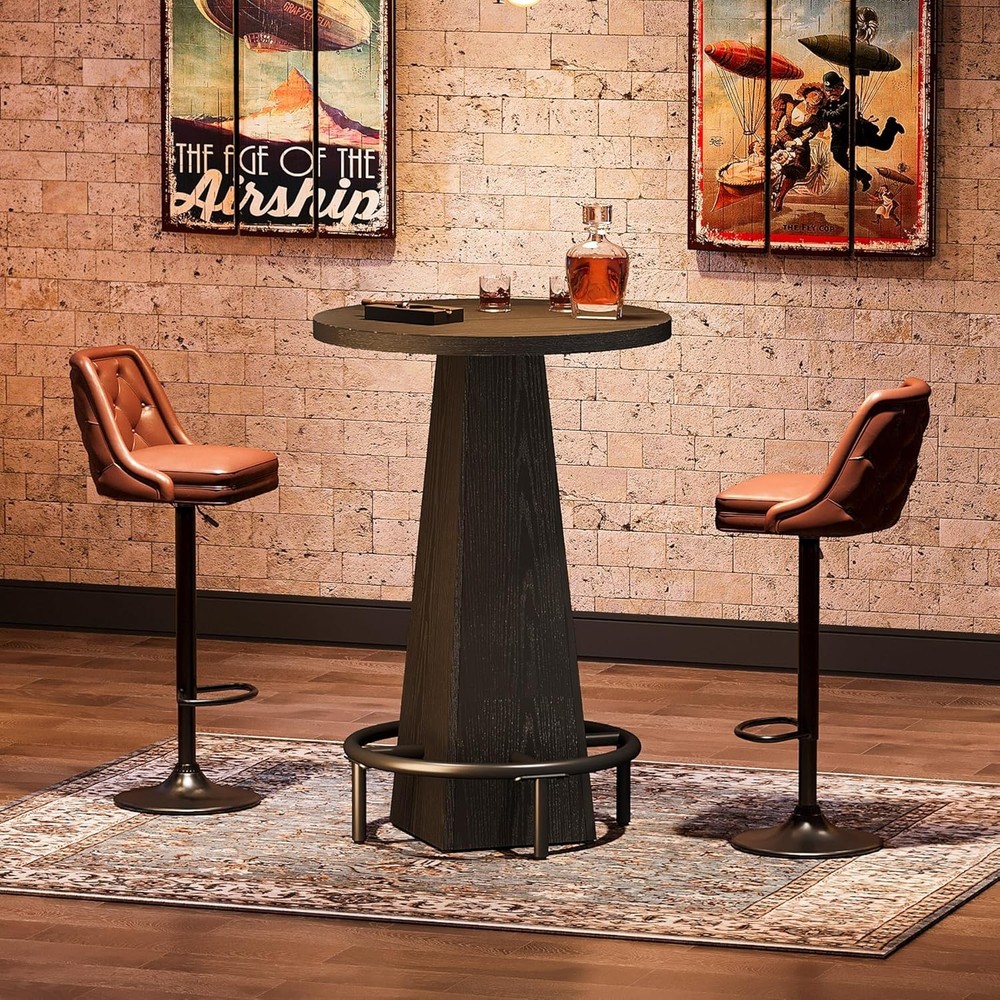 Round Bar Table, 37.4" High Round Pub Table for Small Bars, Dining Room, Kitchen