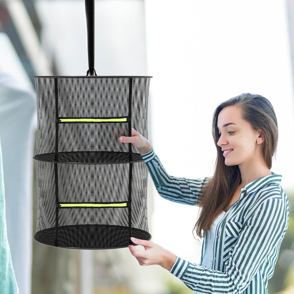 Herb Drying Rack - Mesh - 2 Layers, Black