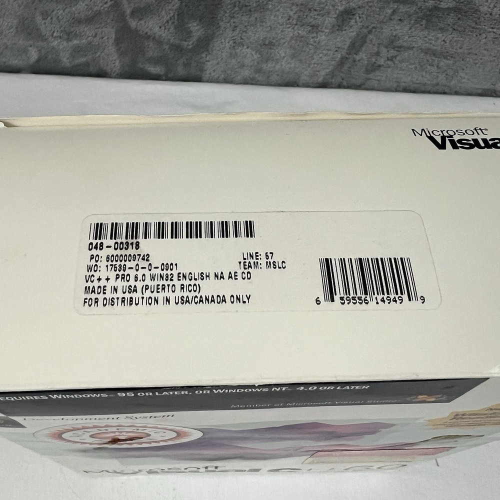 Microsoft Visual C++ 6.0 Professional Edition 048-00318 CLEAN DISC