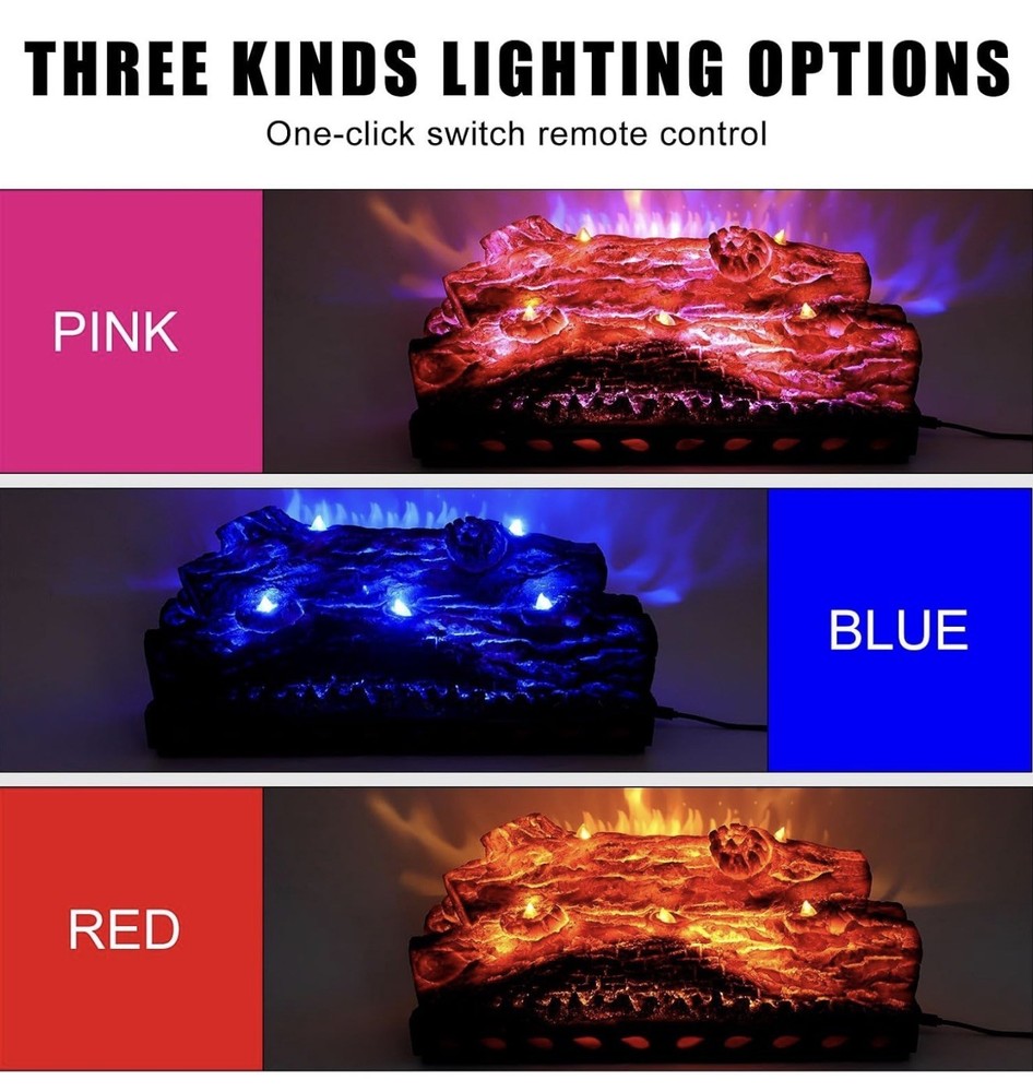 USB-Powered LED Electric Fireplace Logs with Remote Control - Realistic Decor