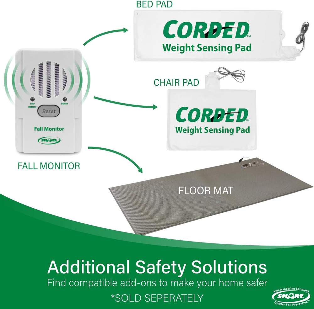 Elderly Bed Exit Alert - Fall Prevention Alarm with Weight Sensing Pad
